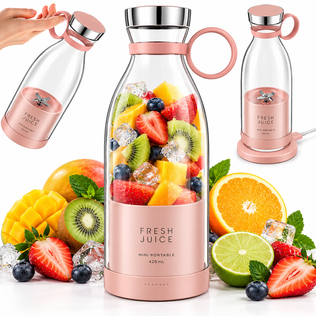 BennyBottle™ mini licuadora portátil color rosado